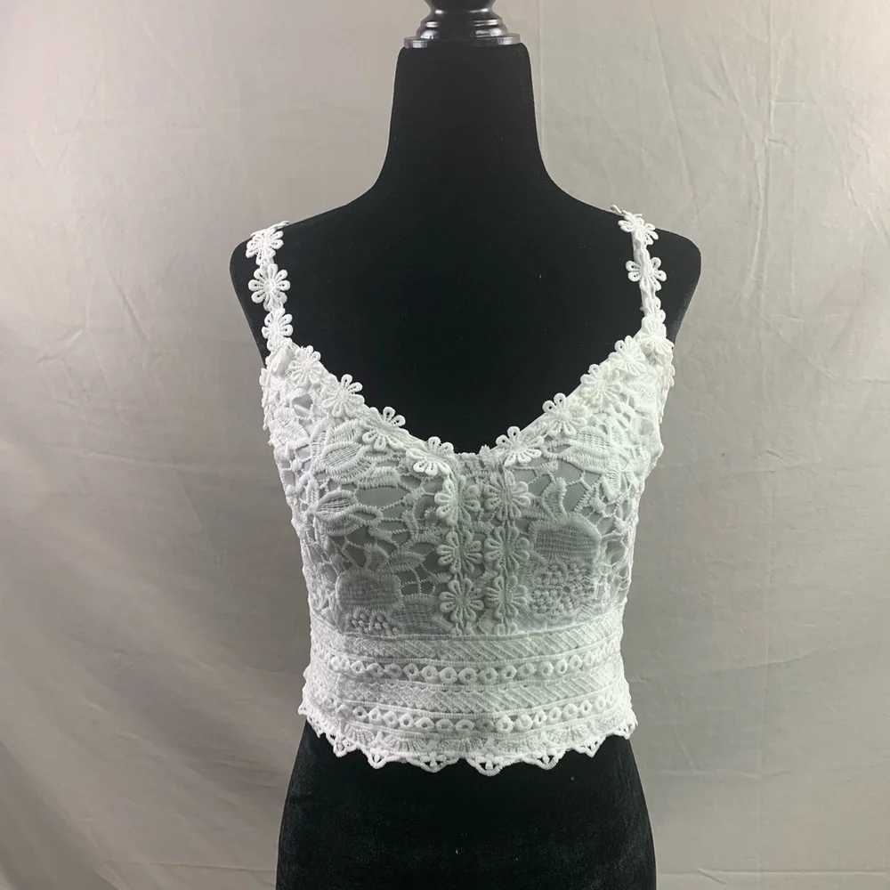 White Guipure Lace Cami Top - Picture 7 of 10